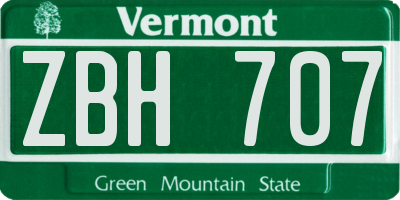 VT license plate ZBH707