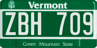 VT license plate ZBH709
