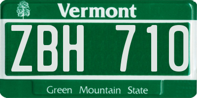 VT license plate ZBH710