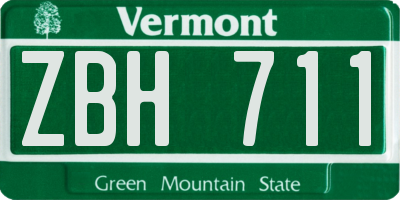 VT license plate ZBH711