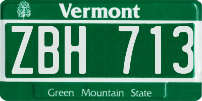 VT license plate ZBH713
