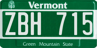VT license plate ZBH715