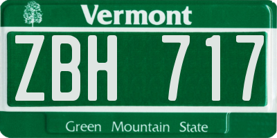 VT license plate ZBH717