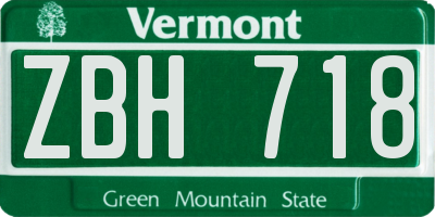 VT license plate ZBH718