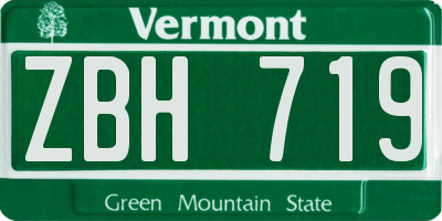 VT license plate ZBH719