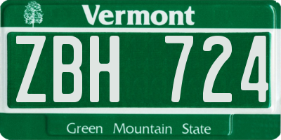 VT license plate ZBH724