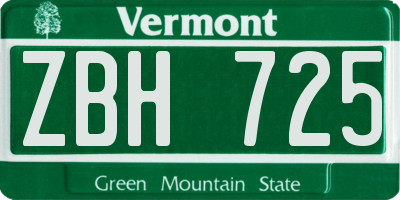 VT license plate ZBH725