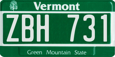 VT license plate ZBH731