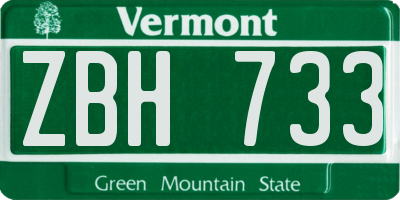 VT license plate ZBH733