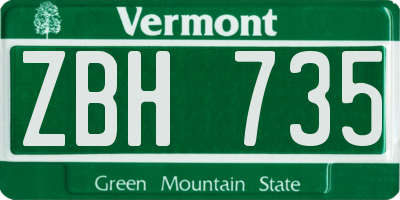 VT license plate ZBH735