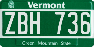 VT license plate ZBH736