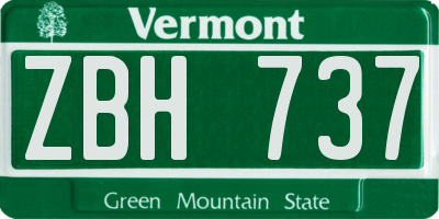 VT license plate ZBH737