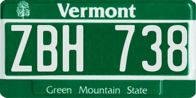 VT license plate ZBH738