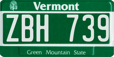 VT license plate ZBH739