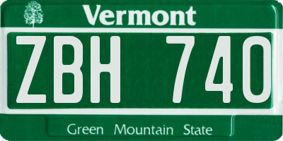 VT license plate ZBH740