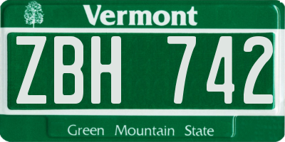 VT license plate ZBH742