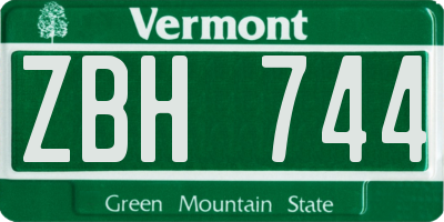 VT license plate ZBH744