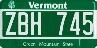 VT license plate ZBH745