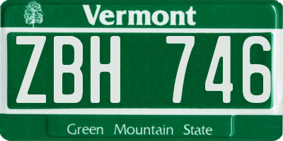 VT license plate ZBH746
