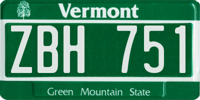 VT license plate ZBH751