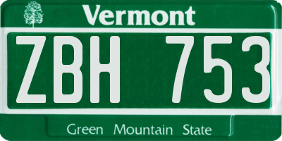 VT license plate ZBH753