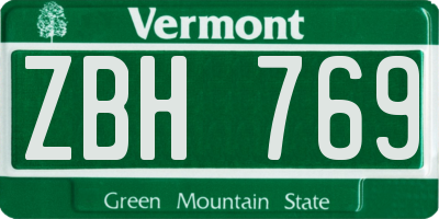 VT license plate ZBH769