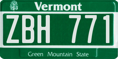 VT license plate ZBH771