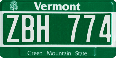 VT license plate ZBH774