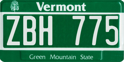 VT license plate ZBH775