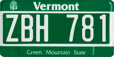 VT license plate ZBH781