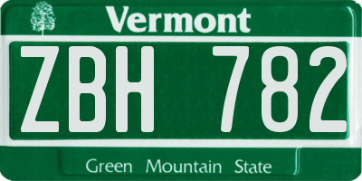 VT license plate ZBH782