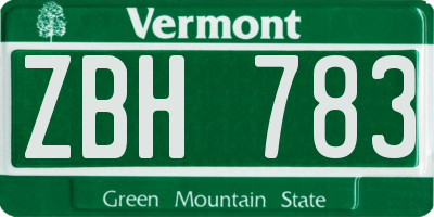 VT license plate ZBH783
