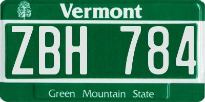 VT license plate ZBH784