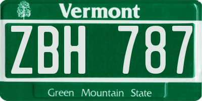 VT license plate ZBH787