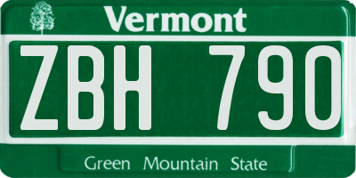 VT license plate ZBH790