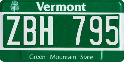 VT license plate ZBH795