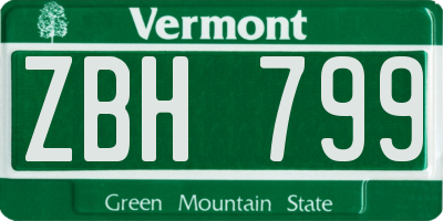 VT license plate ZBH799