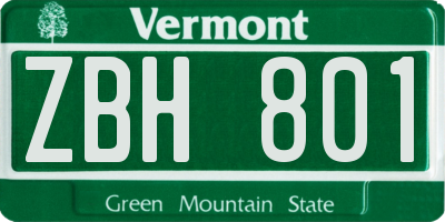 VT license plate ZBH801