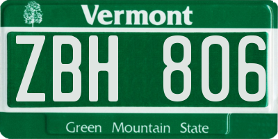 VT license plate ZBH806