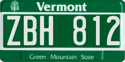 VT license plate ZBH812
