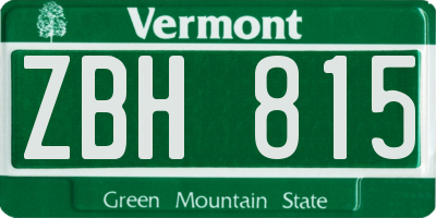 VT license plate ZBH815