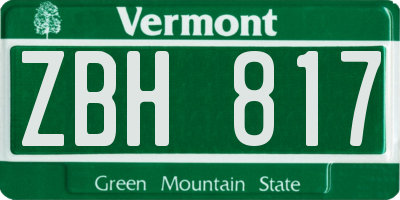 VT license plate ZBH817