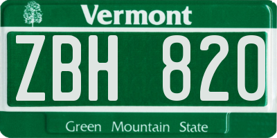 VT license plate ZBH820