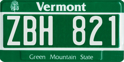 VT license plate ZBH821