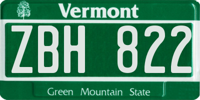 VT license plate ZBH822