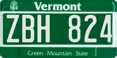 VT license plate ZBH824