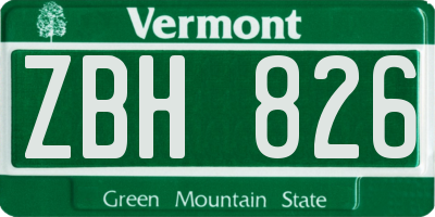 VT license plate ZBH826