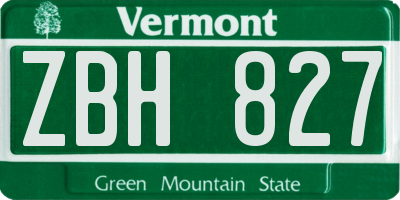 VT license plate ZBH827