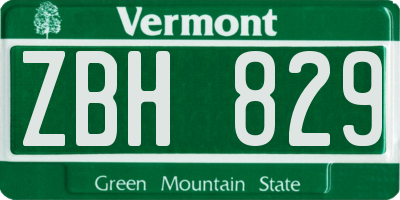 VT license plate ZBH829