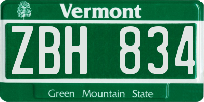 VT license plate ZBH834